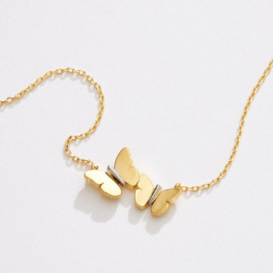 Gold Dipped Two Tone Butterfly Necklace